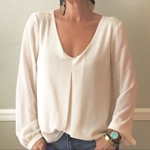 Forever 21 Contemporary Cream Blouse Poet Sleeve